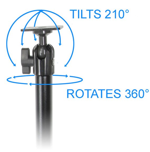 Brodit aluminiowe podwójne ramię montażowe 132 mm o dużej wytrzymałości z regulacją 360° oraz kwadratową podstawą