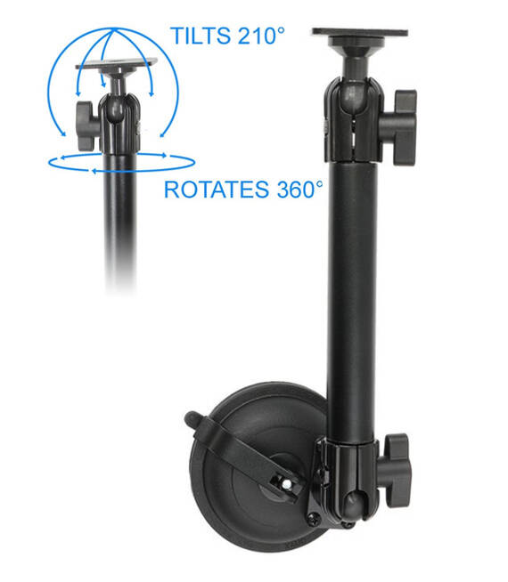 Uchwyt Brodit do samochodu na szybę | przyssawka montażowa o dużej wytrzymałości z ramieniem 280 mm oraz regulacją 360°