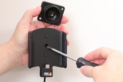 Uchwyt do Google Pixel 4 z wbudowanym kablem USB oraz ładowarką samochodową.