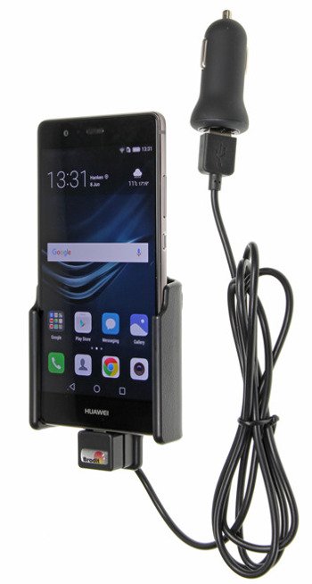 Uchwyt do Huawei P9 z wbudowanym kablem USB oraz ładowarką samochodową