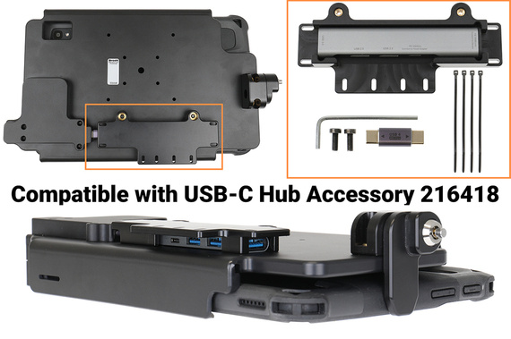 Uchwyt do Zebra ET40 / ET 45 10" USB-C 3.1 z otworami AMPS VESA 75 oraz blokadą kluczykową do urządzenia z oryginalnym futerałem Rugged Boot.