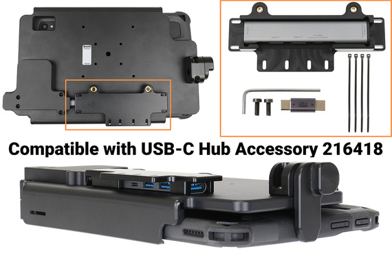 Uchwyt do Zebra ET40 / ET45 10" USB-C 3.1 z otworami AMPS VESA 75 oraz blokadą sprężynową do urządzenia z oryginalnym futerałem Rugged Boot.