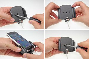 Uchwyt regulowany do Apple iPhone Xs w futerale lub obudowie o wymiarach: 62-77 mm (szer.), 2-10 mm (grubość) z możliwością wpięcia kabla lightning USB