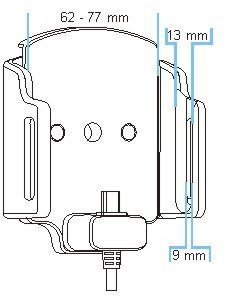 Uchwyt uniwersalny aktywny do instalacji na stałe do smartfonów w futerale lub obudowie o wymiarach: 62-77 mm (szer.), 9-13 mm (grubość)