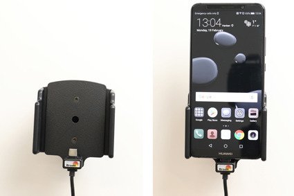 Uchwyt uniwersalny regulowany do Huawei P30 PRO bez futerału oraz w futerale lub etui o wymiarach: 70-83 mm (szer.), 2-10 mm (grubość) z wbudowanym kablem USB-C oraz ładowarką samochodową