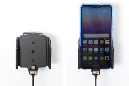 Uchwyt uniwersalny regulowany do Xiaomi Mi Note 10 Pro bez futerału oraz w futerale lub etui o wymiarach: 75-89 mm (szer.), 2-10 mm (grubość) z wbudowanym kablem USB-C oraz ładowarką samochodową